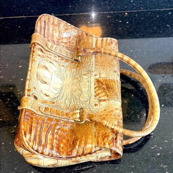 Brahmin Brown Crocodile-Embossed Satchel - Picture 4 of 16